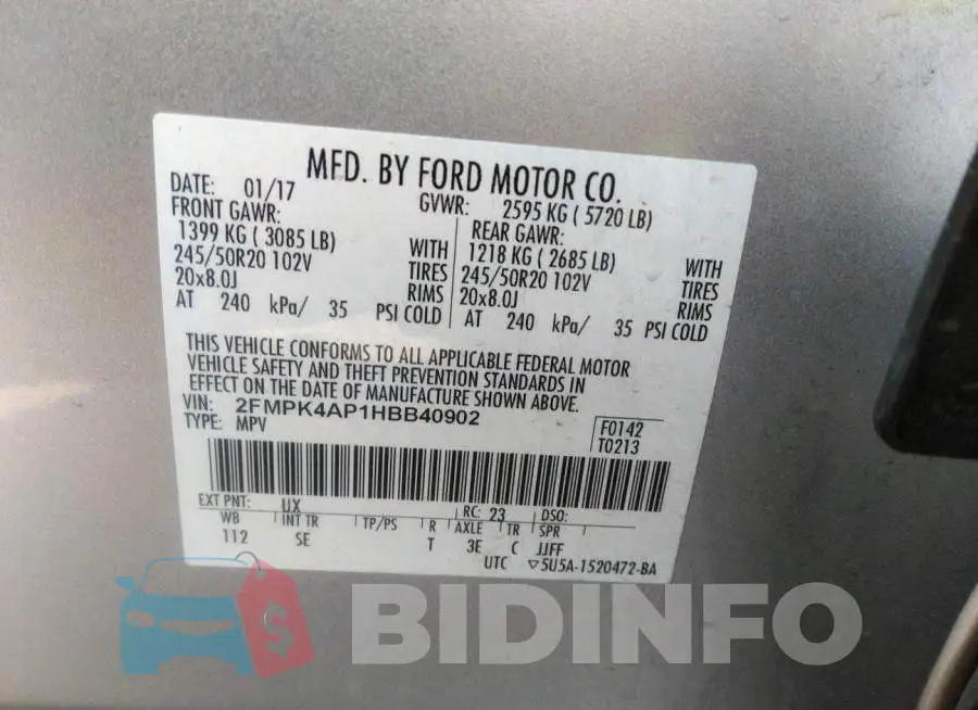 2FMPK4AP1HBB40902 Photo# 9