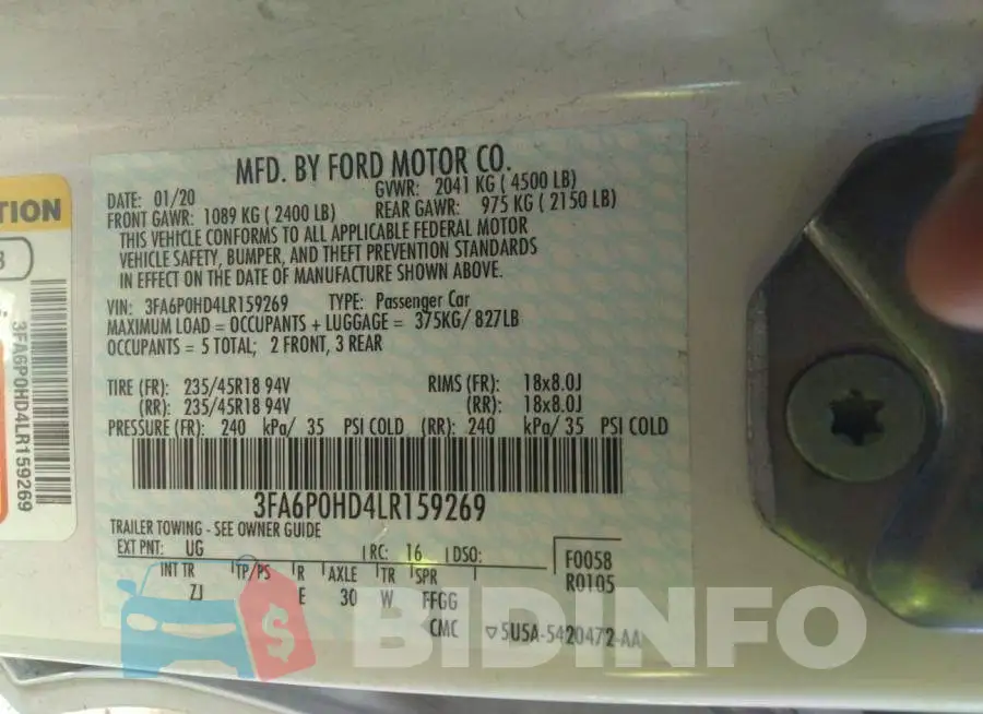 3FA6P0HD4LR159269 Photo# 9