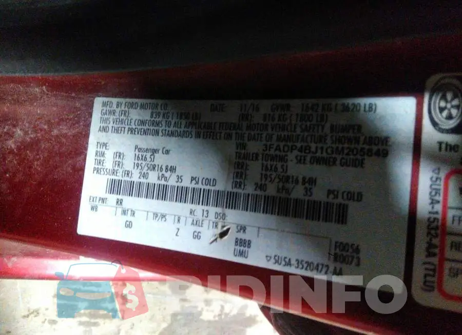 3FADP4BJ1GM205849 Photo# 9