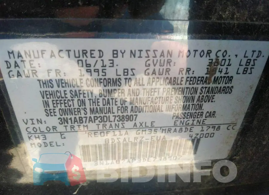 3N1AB7AP3DL738907 Photo# 9