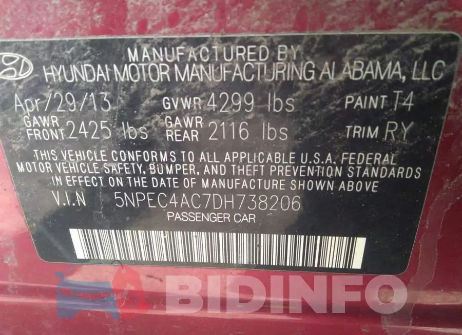 5NPEC4AC7DH738206 Photo# 9