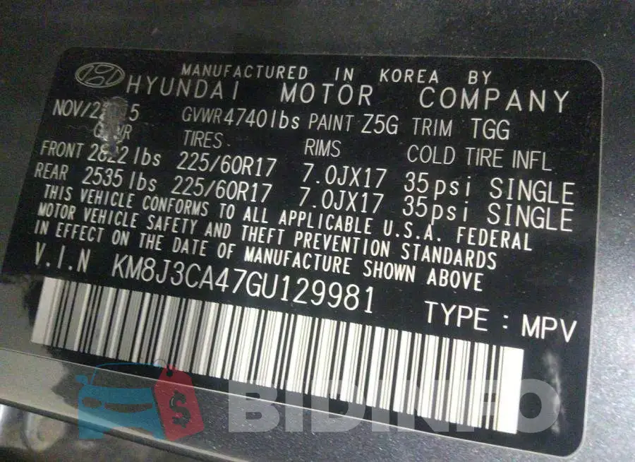 KM8J3CA47GU129981 Photo# 9