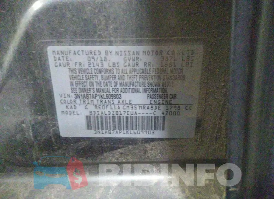 3N1AB7AP1KL609903 Photo# 9