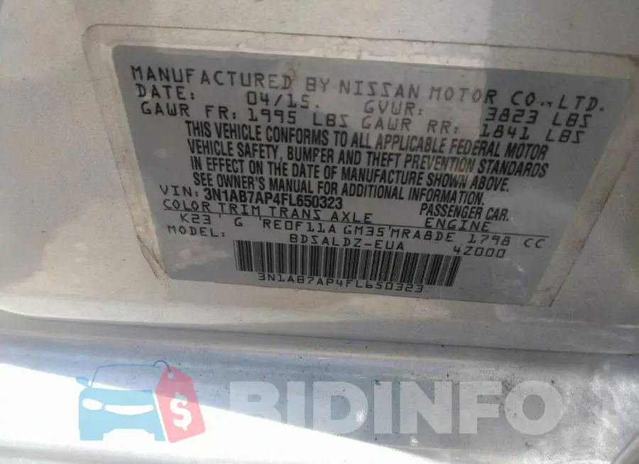 3N1AB7AP4FL650323 Photo# 9