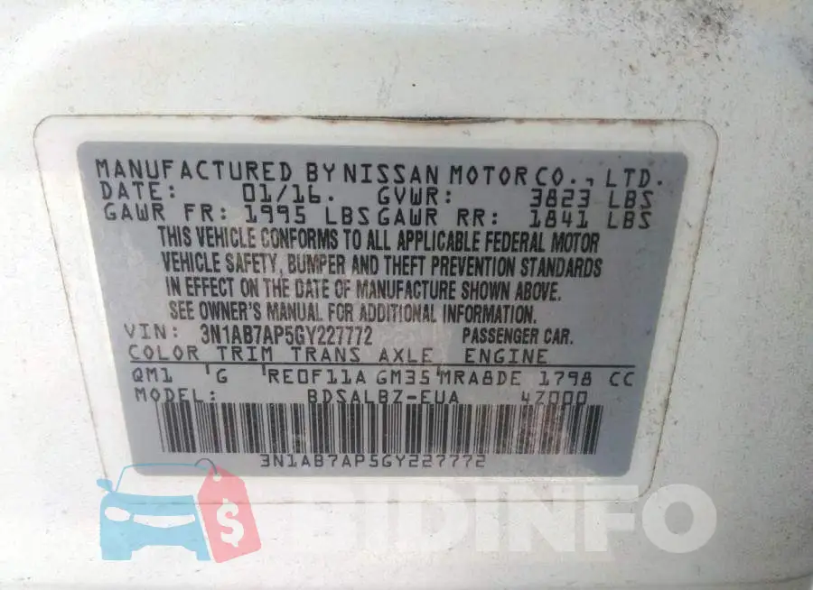 3N1AB7AP5GY227772 Photo# 9