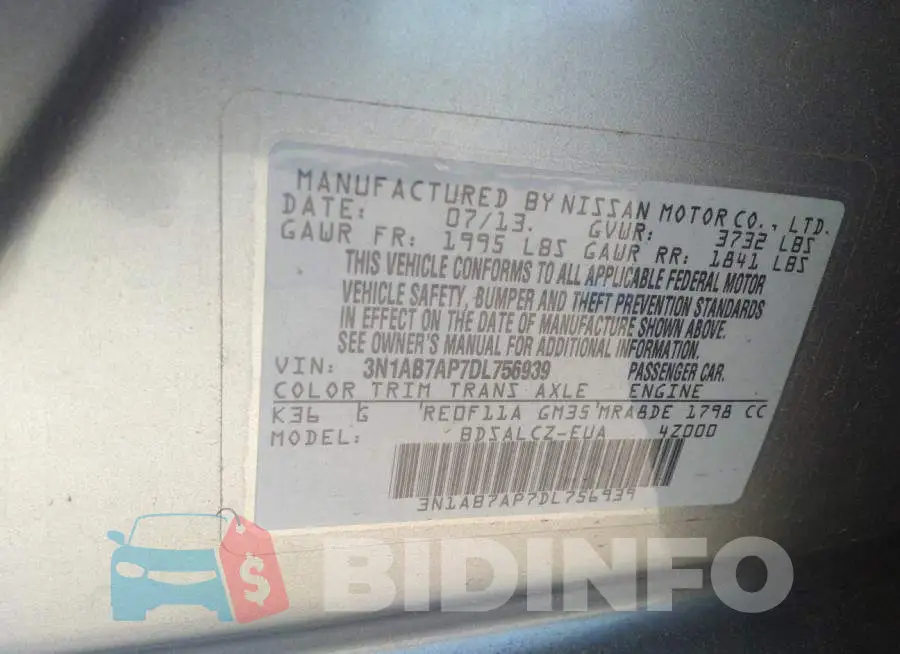3N1AB7AP7DL756939 Photo# 9