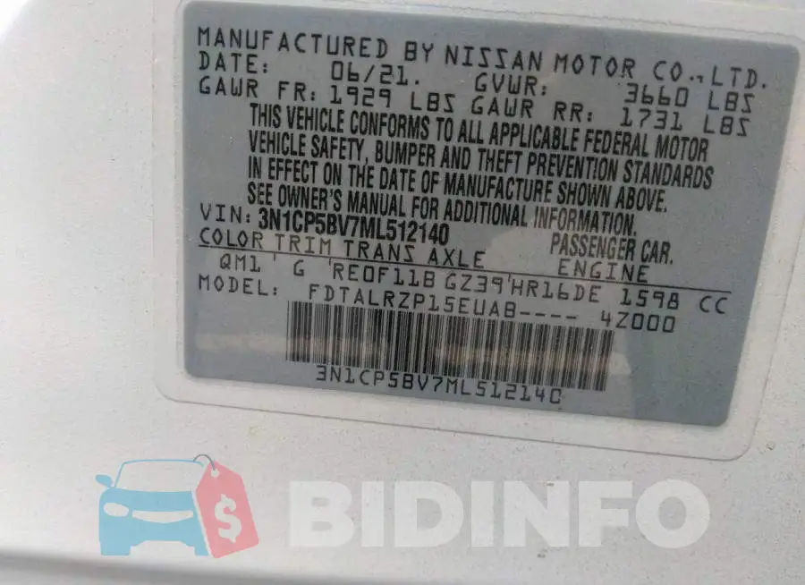 3N1CP5BV7ML512140 Photo# 9