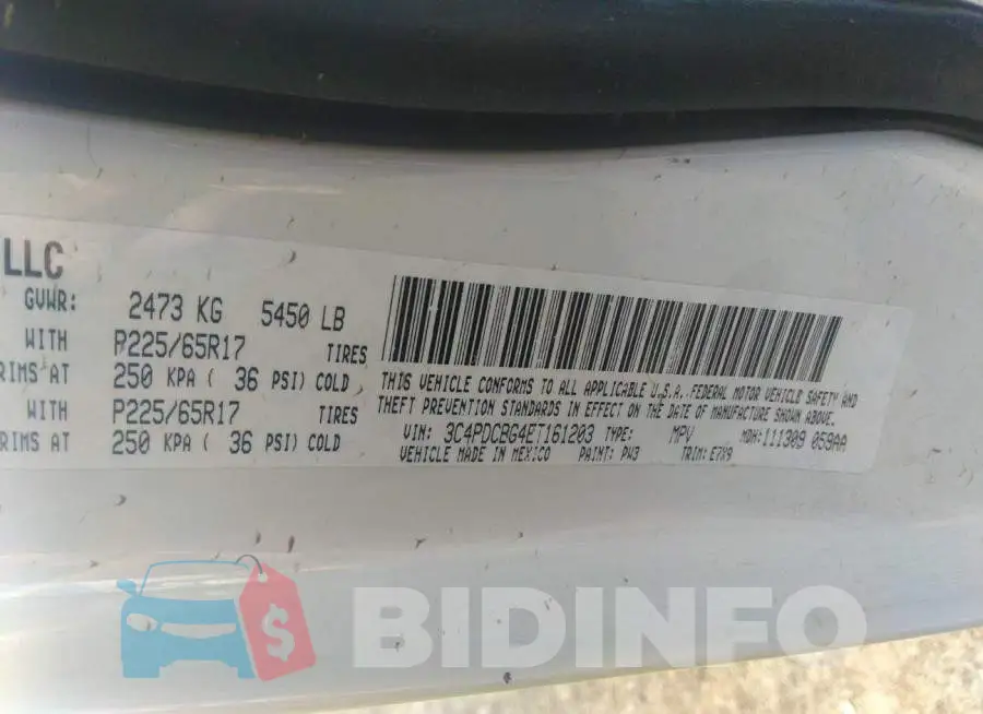 3C4PDCBG4ET161203 Photo# 9
