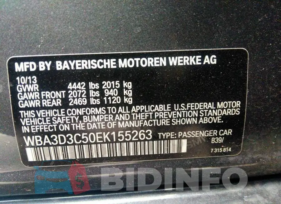 WBA3D3C50EK155263 Photo# 9