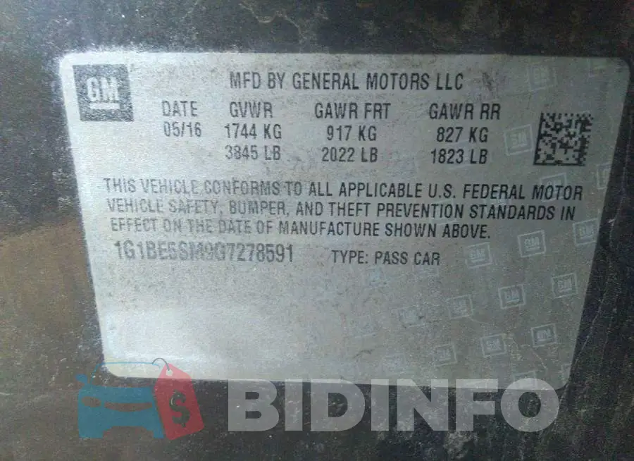 1G1BE5SM9G7278591 Photo# 9