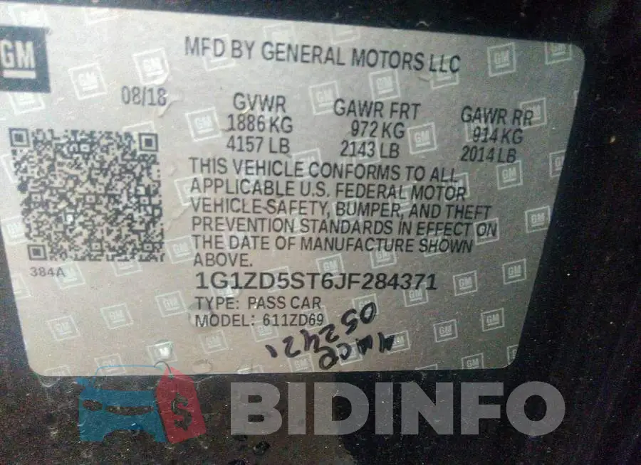 1G1ZD5ST6JF284371 Photo# 9