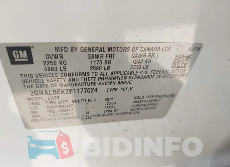 2GNALBEK2F1177624 Photo# 9
