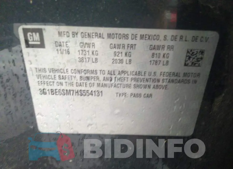 3G1BE6SM7HS554131 Photo# 9