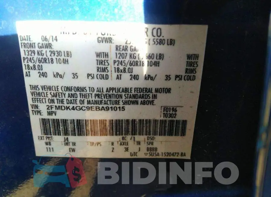 2FMDK4GC9EBA91015 Photo# 9