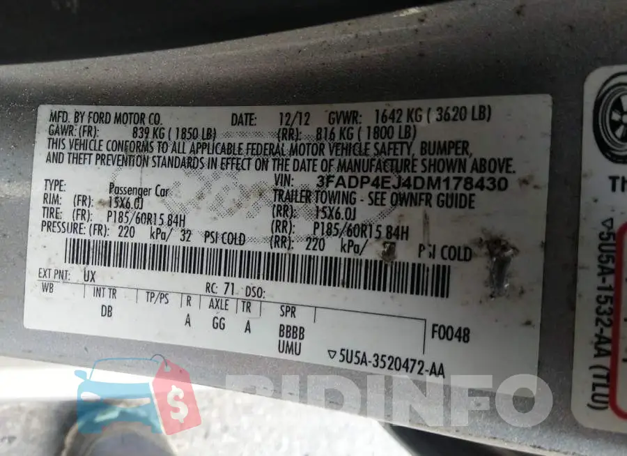 3FADP4EJ4DM178430 Photo# 9
