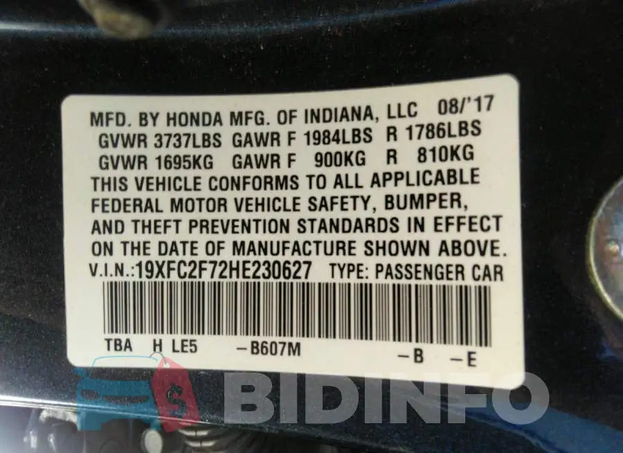 19XFC2F72HE230627 Photo# 9