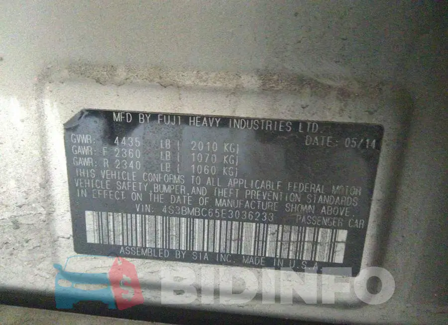 4S3BMBC65E3036233 Photo# 9