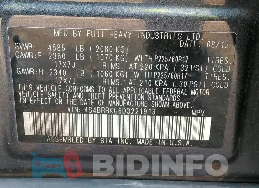 4S4BRBKC6D3221913 Photo# 9