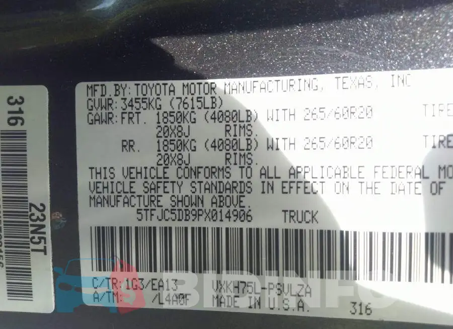 5TFJC5DB9PX014906 Photo# 9