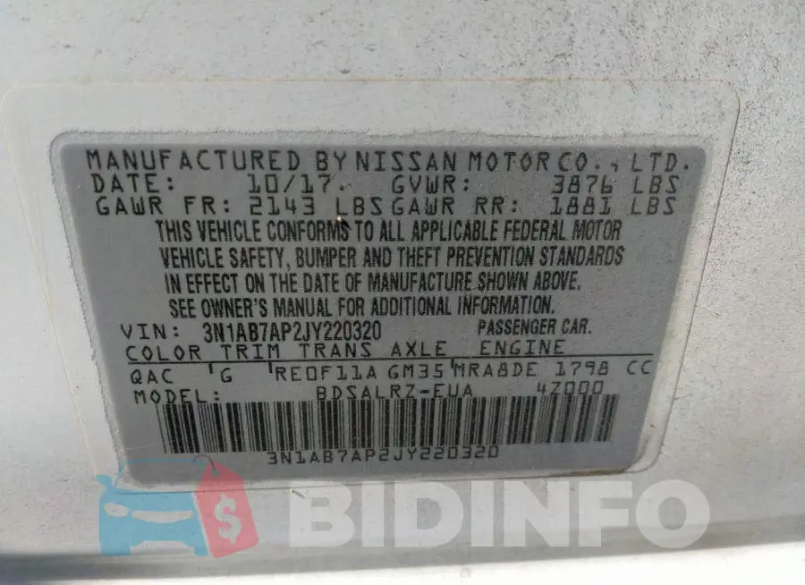 3N1AB7AP2JY220320 Photo# 9