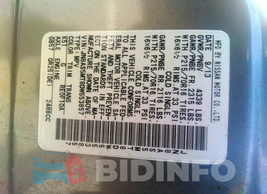 JN8AS5MT8DW553857 Photo# 9