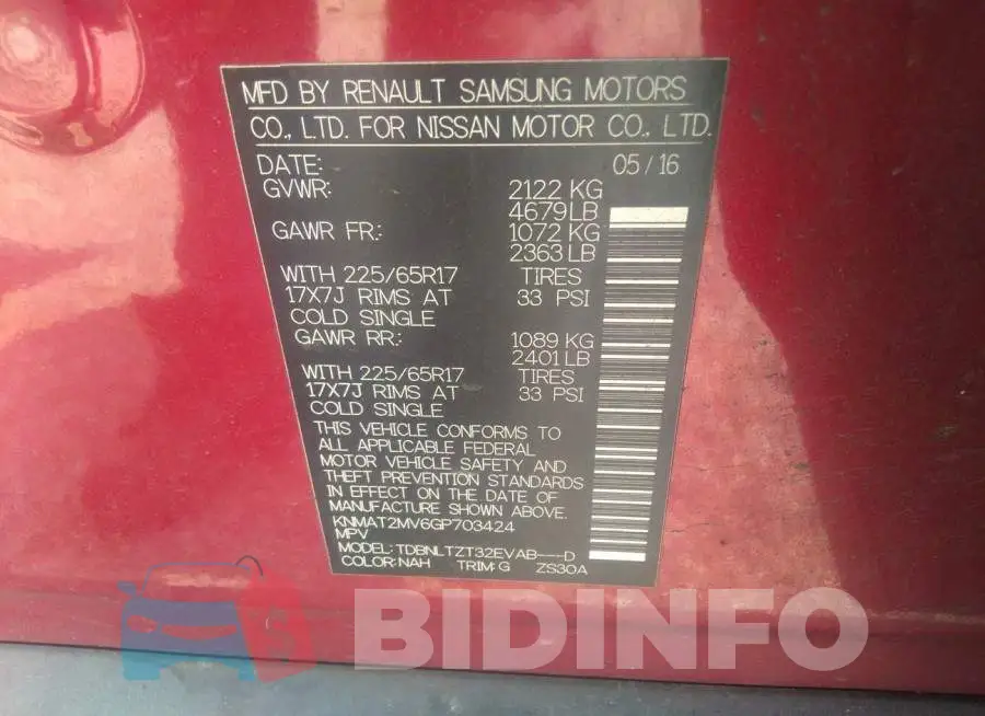 KNMAT2MV6GP703424 Photo# 9
