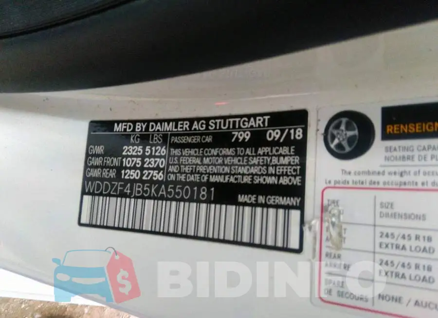 WDDZF4JB5KA550181 Photo# 9