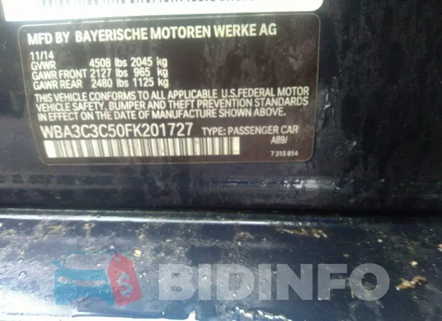 WBA3C3C50FK201727 Photo# 9