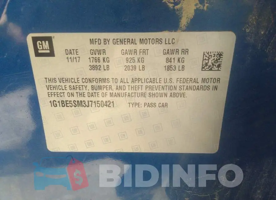 1G1BE5SM3J7150421 Photo# 9
