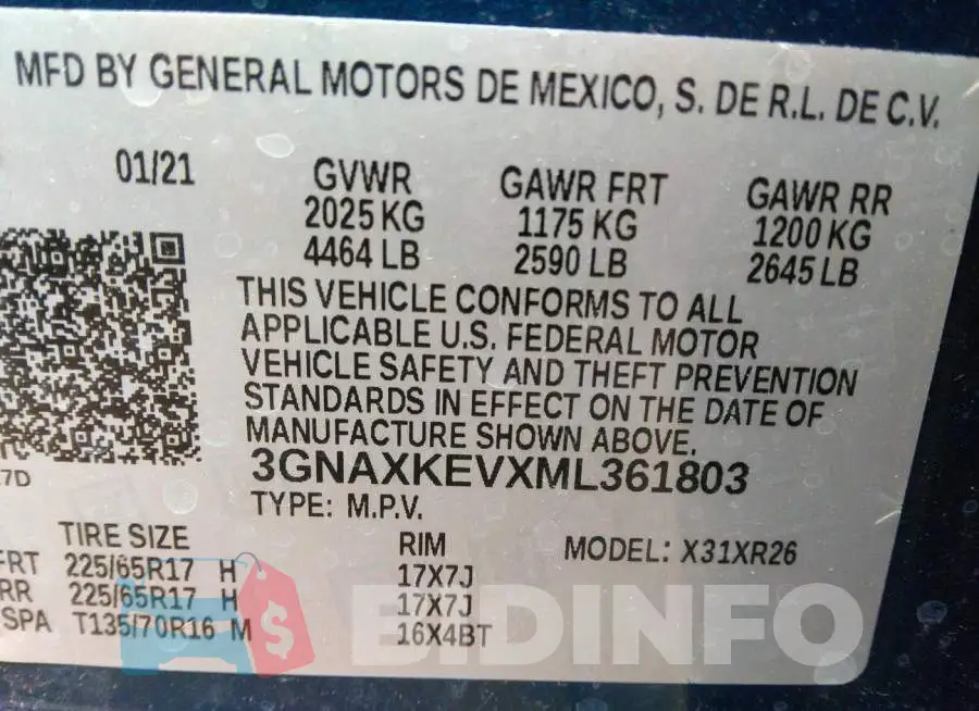 3GNAXKEVXML361803 Photo# 9