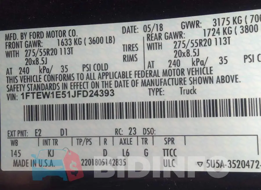 1FTEW1E51JFD24393 Photo# 9