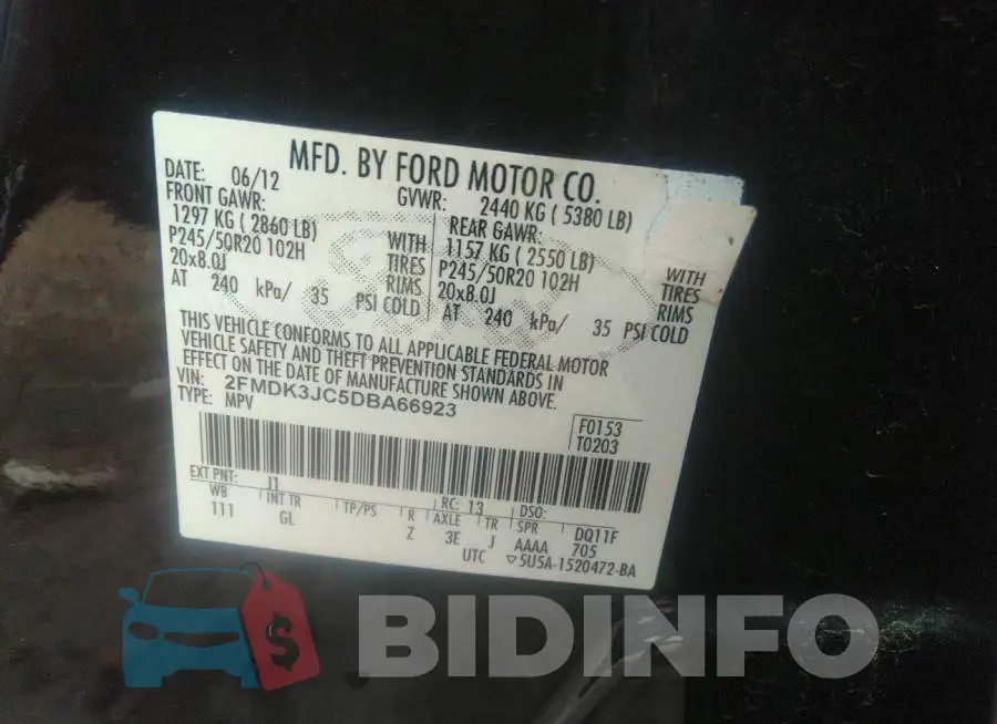 2FMDK3JC5DBA66923 Photo# 9