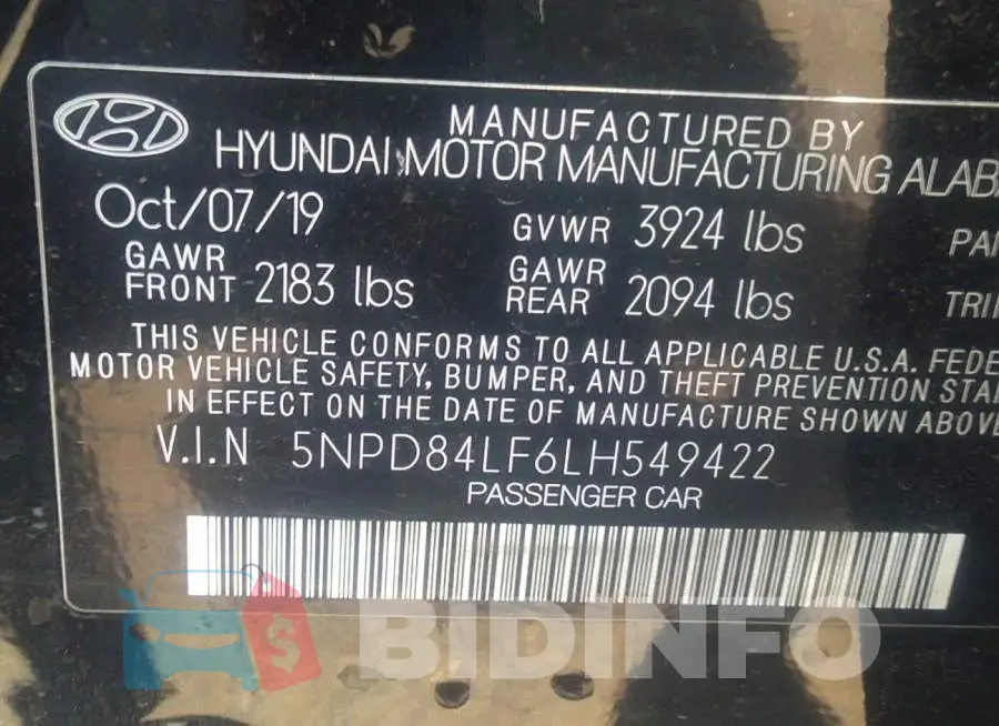 5NPD84LF6LH549422 Photo# 9