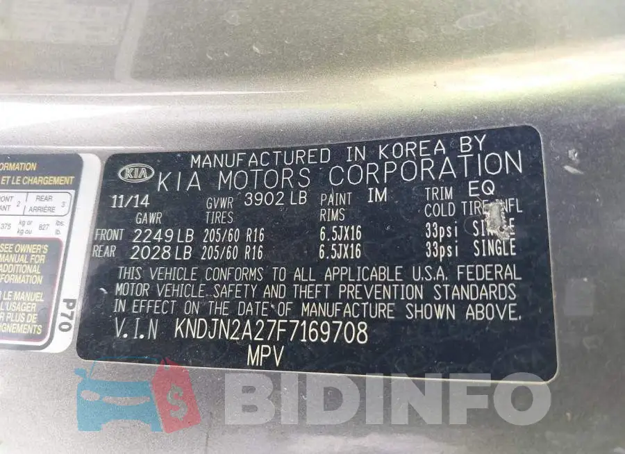 KNDJN2A27F7169708 Photo# 9
