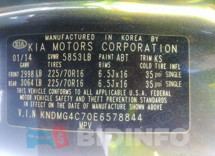 KNDMG4C70E6578844 Photo# 9