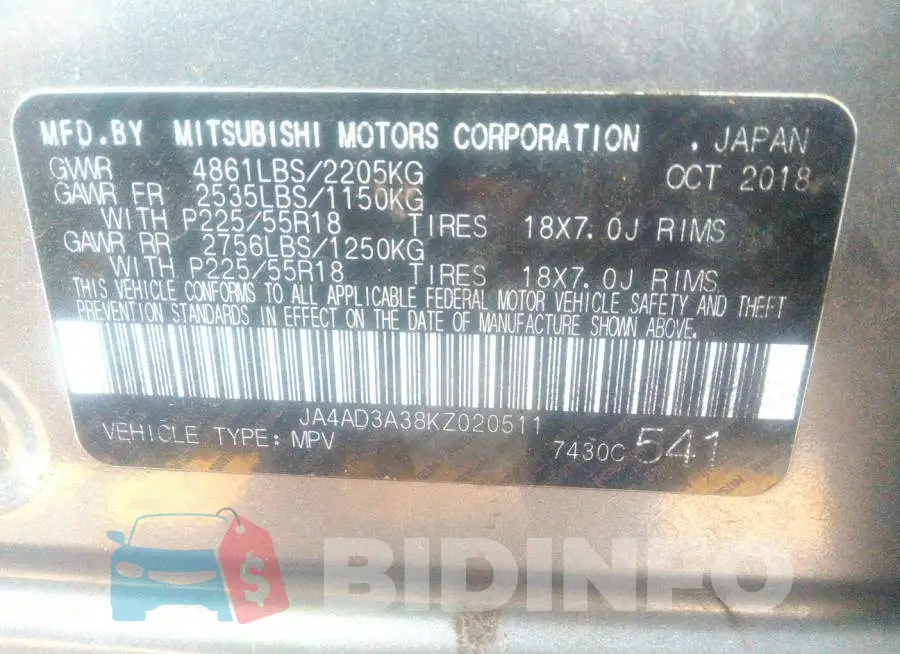 JA4AD3A38KZ020511 Photo# 9