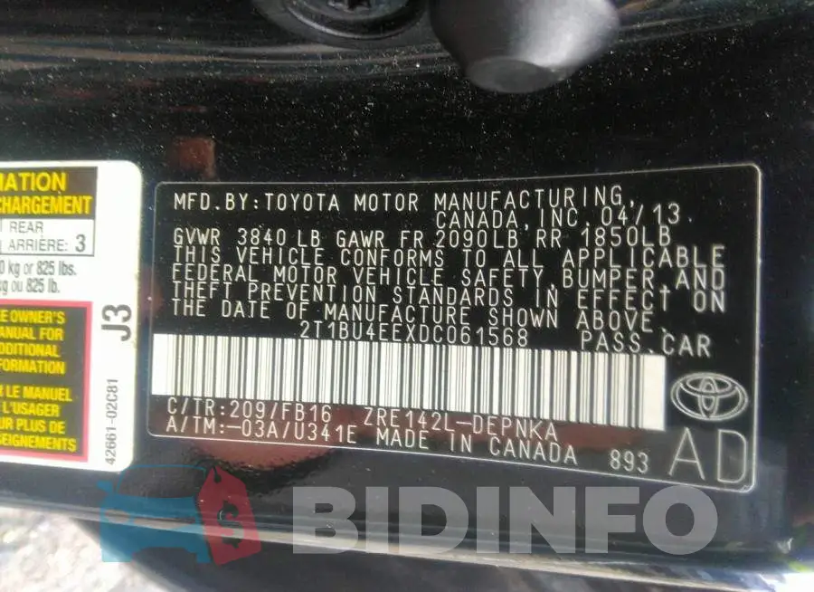 2T1BU4EEXDC061568 Photo# 9