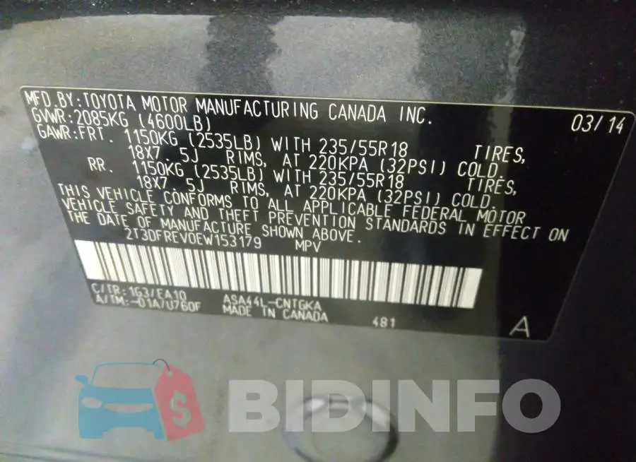 2T3DFREV0EW153179 Photo# 9