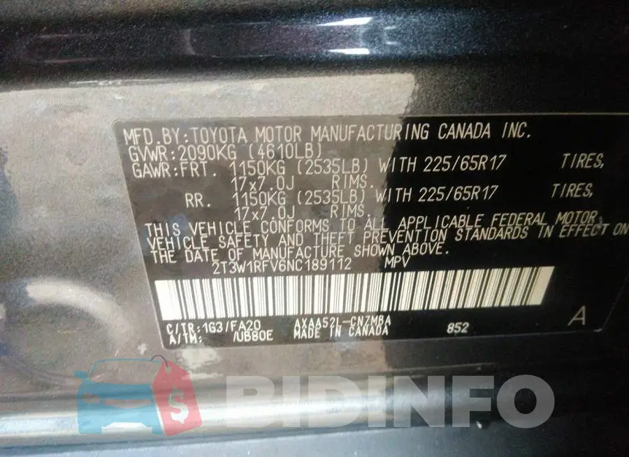2T3W1RFV6NC189112 Photo# 9