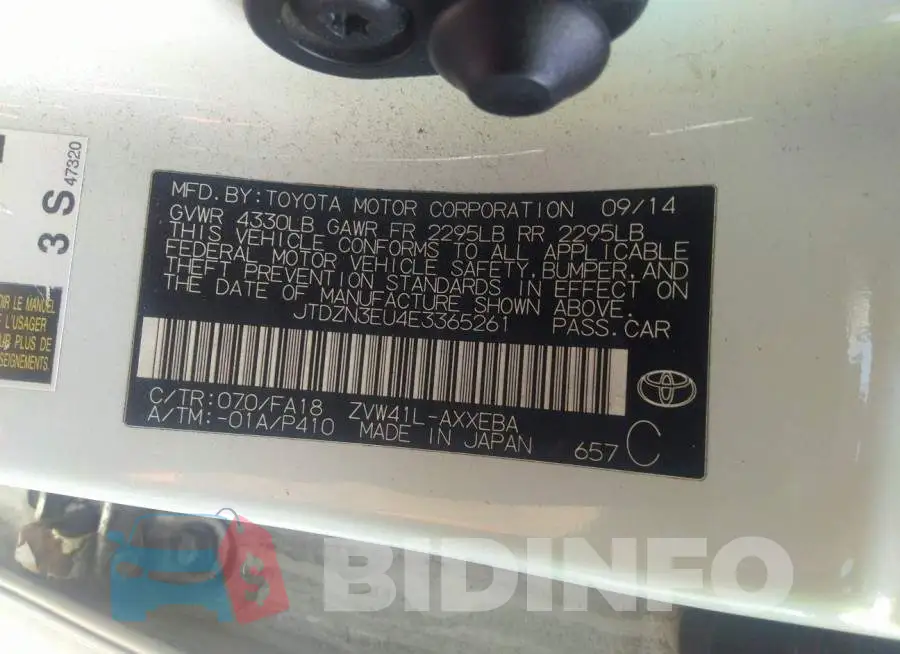 JTDZN3EU4E3365261 Photo# 9