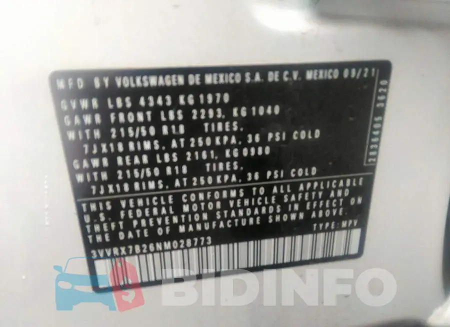 3VVRX7B26NM028773 Photo# 9