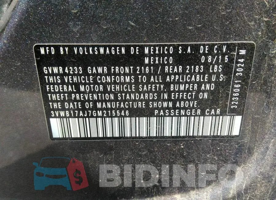 3VWB17AJ7GM215546 Photo# 9