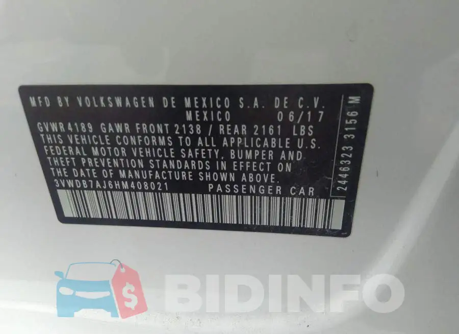 3VWDB7AJ6HM408021 Photo# 9