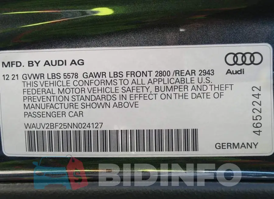 WAUV2BF25NN024127 Photo# 9