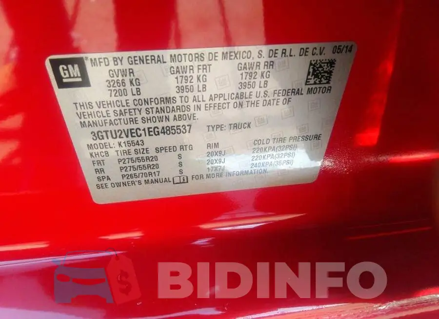 3GTU2VEC1EG485537 Photo# 9