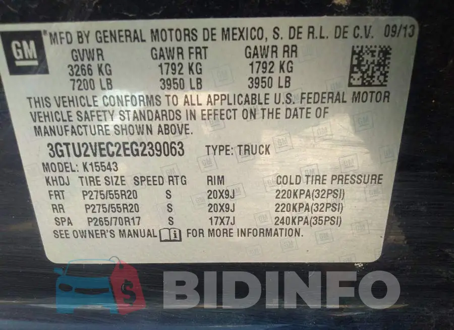 3GTU2VEC2EG239063 Photo# 9
