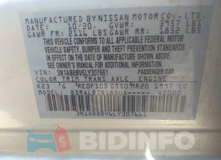 3N1AB8BV6LY307661 Photo# 9