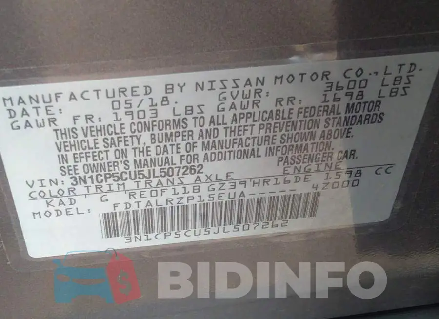3N1CP5CU5JL507262 Photo# 9