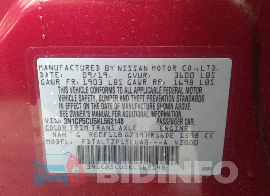 3N1CP5CU5KL562148 Photo# 9
