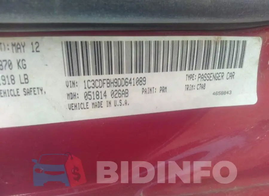 1C3CDFBH9DD641089 Photo# 9